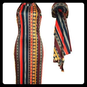 Bohemian dress with matching scarf